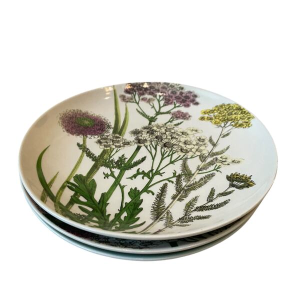 Set of 3 Bloomingville Floral Botanical 8.25" Appetizer Salad Plates - Picture 3 of 16